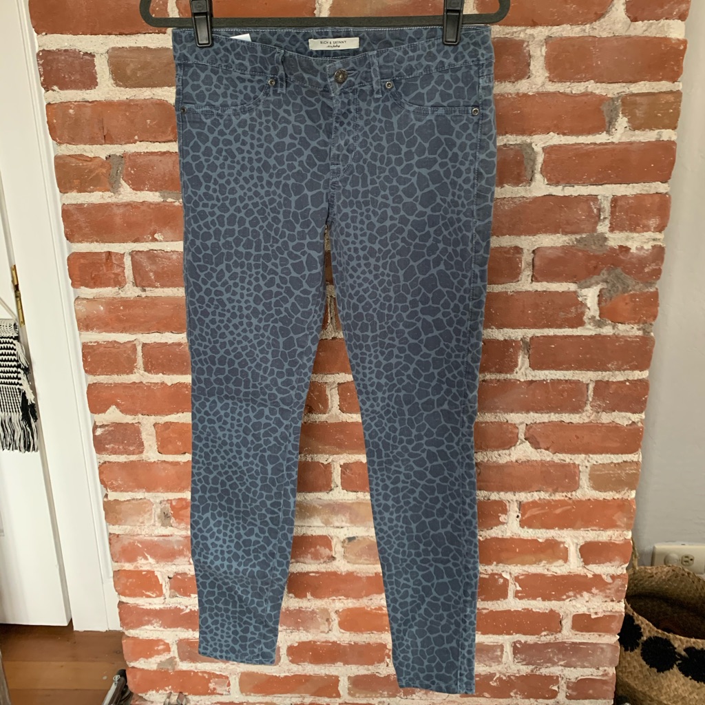 Rich & Skinny Cheetah Print Jeans 28 Blue Skinny